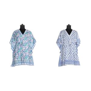 Caftán corto de seda Multicolor para mujer - Product Image 1