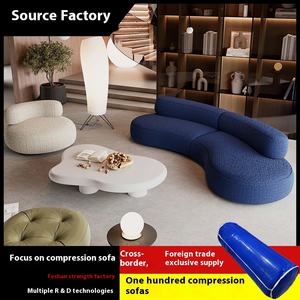 Luna moderna de lujo sala de estar sofá conjunto crema Ins estilo plátano tela 1 asiento cama para grandes pequeños apartamentos curvo Luna diseño - Product Image 3