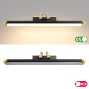 Modern Wall Mounted LED Vanity Light Black <b>Gold</b> Aluminum Alloy <b>Rectangular</b> Shade 3500K Warm White Bathroom <b>Mirror</b> Lighting - Product Image 2