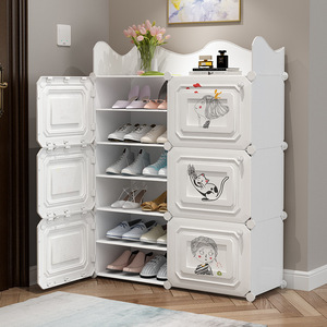 Simple Shoe Cabinet Plastic Multi Layer Dustproof Freestanding Shoe Rack For Home Bedroom Indoor Use Modern Design - Product Image 4