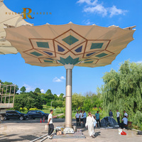 Automatischer Motorisierter Membran-Sonnenschirm Holographische Projektion PVC-Membran-Druck Islamische Kultur Gebetsbereich Markise