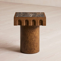 Table d'appoint de luxe pour salon, style design moderne, table d'angle en bois pour villa, table basse avec plateau en marbre