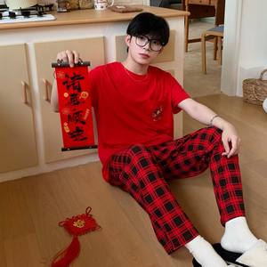 <span class=keywords><strong>Pigiama</strong></span> in Puro Cotone Meryjia per Coppie, Nuova Collezione 2025 con Stampa Cartoon <span class=keywords><strong>Mickey</strong></span>, Set Rosso per l'Anno di Nascita - Product Image 4