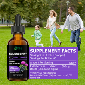 Extrait de sureau noir 600mg en gouttes, complément alimentaire liquide pour adultes, soutien immunitaire et gestion de l'énergie, fourni par le fabricant - Product Image 2