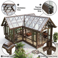 Serre de jardin en aluminium à double vitrage, solarium, vente en gros