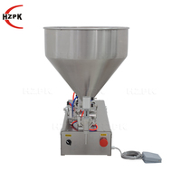 HZPK G1WGD Cylindre d'emballage semi-automatique Bouteille de détergent Cosmétiques Sauce au miel Huile d'olive Eau Pâte liquide Machine de remplissage