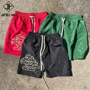 Custom Fabrikant Gym Heren Jogger Sweat Sweat Drawstrings Borduurwerk Chenille Zomer Strand Sport Broek Nylon Shorts Voor Mannen