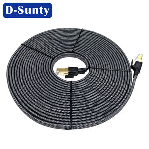 Abu-abu 30AWG berlapis emas RJ45 konektor Flat CAT8 kabel SFTP dengan jaket PVC jaringan Ethernet CAT 8 kabel Ethernet - Product Image 2