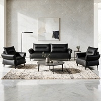 Ensemble de canapés de bureau modulaires modernes de luxe en cuir PU noir avec éponge haute densité pour la maison, le bureau, l'hôtel, meubles commerciaux