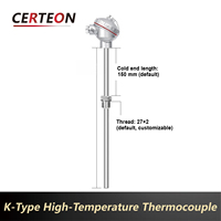 Sonde industrielle SS201 acier inoxydable M27 filetée 500 mm 1300 ℃ WRN230/WRN130 thermocouple type K