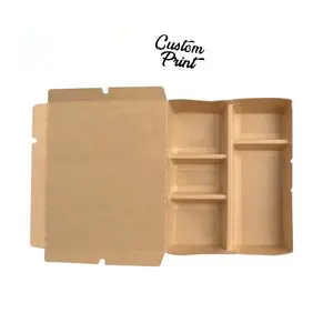 Imballaggio per alimenti eliminabile libero di plastica della scatola di Bento del pasto degli alimenti a rapida preparazione della carta Kraft 337G con i compartimenti