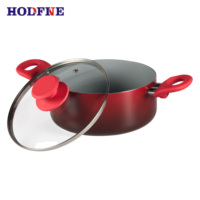 Ensemble de casseroles antiadhésives rouges 4 pièces avec casserole, poêle et couvercle en verre pour la cuisine à domicile
