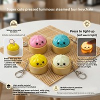 ABS Press-to-Light Steamed Bun Dumpling Keycap Keychain Mechanical-Feel Stress-Relief Pendant Creative and Cute Key-Bag Charm