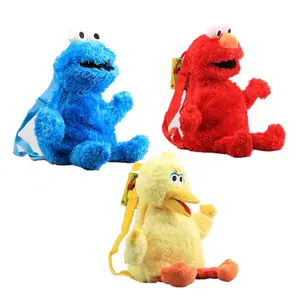 Mochila De felpa de Barrio Sésamo para niños, Bolsa Escolar para regalo, Elmo Cookiemonster, pájaro grande, 45cm, 3 estilos