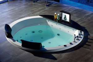 Moderno Hotel bianco utilizzare 1550mm 1700mm doppia persona Drop-In idromassaggio rotondo <span class=keywords><strong>Spa</strong></span> Mini vasca immersione vasca da bagno da massaggio - Product Image 3