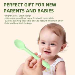 Juego de Cucharas de Silicona de Grado Alimenticio para Bebés, Sin BPA, Ecológicas, Diseño Moderno, Punta Suave, Cubiertos para la Hora de Comer de Niños Pequeños - Product Image 4
