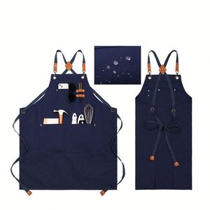 Delantal de Trabajo Impermeable de Lona con Tirantes Cruzados y Múltiples Bolsillos para Chef, Barbero, Carpintero, Artista - Product Image 4