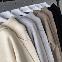 Hiver Confortable Custom Soft Cozy Wool Knitted Sweater Hooded Elegant Two Pieces Lounge Wear Long Pants Ladies Sweater Sets