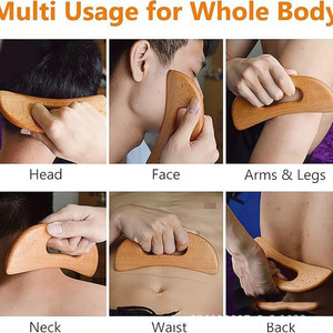 Planche Gua Sha en bois de hêtre en forme de croissant de lune pour la relaxation myofasciale, gratteur facile pour l'auto-massage du cou, du dos et du visage, soulagement de la douleur - Product Image 3