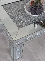Table basse en argent avec diamants concassés modernes sur mesure, table à thé, salon, meubles miroir, décoration intérieure, table basse en verre
