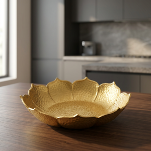 Assiette décorative en forme de fleur, en or, faite à la main, en métal, style chinois traditionnel - Product Image 2