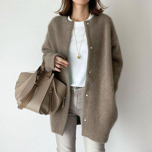 Cardigan en tricot pour femmes, couleur unie, taille unique, coupe ample, style japonais et coréen, pull décontracté pour l'automne - Product Image 2