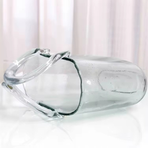 Vases de table modernes et contemporains en forme de sac à main, vase transparent en verre fait main avec bulles d'air, décoration - Product Image 4