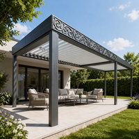 Pergola bioclimatique en aluminium imperméable avec télécommande, auvent à lames orientables, abri de jardin extérieur