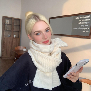 Mode longues enveloppes femme doux foulard épais <span class=keywords><strong>laine</strong></span> silencieux écharpe solide tricoté coton écharpe femmes hiver chaud châle 155*23cm - Product Image 1