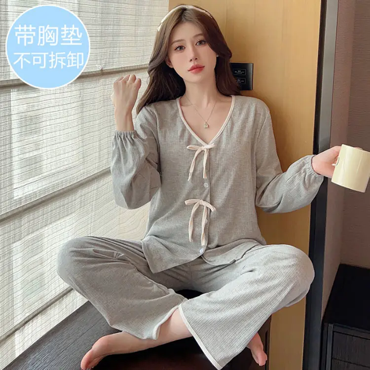 Mùa Xuân Cô Gái Loungewear Nữ Quần Áo Ngủ 2 Mảnh Womens Ngủ Bộ Pillama Mujer Pijamas Pyjama Cotton Đồ Ngủ Cho Phụ Nữ Thiết Lập