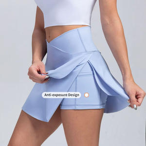 Benutzer definierte Damen High Waist 2-in-1 Tennis Skorts Schnellt rocknende feuchtigkeit transportierende atmungsaktive Anti-UV 4-Wege-Stretch Spandex/Nylon Outdoor - Product Image 3