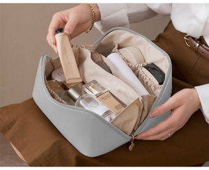 Biểu Tượng Tùy Chỉnh PU Da Mỹ Phẩm Túi Thiết Lập Phụ Nữ Du Lịch Vệ Sinh Cá Nhân Chăm sóc Da Tổ Chức Lưu Trữ Bông Trường Hợp Tùy Chỉnh Trang Điểm Túi Thư - Product Image 5