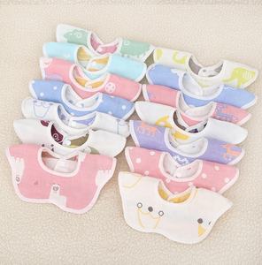 Toptan çocuk çocuklar fırfır drool dribble diş çıkarma pamuk önlük 360 derece dönebilir 8 katmanlı gofre yumuşak bebek önlükler - Product Image 1