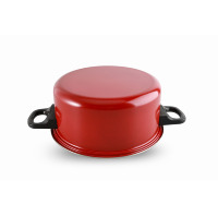 Ensemble de 5 ustensiles de cuisine antiadhésifs en acier au carbone OEM, couleur rouge, avec casseroles, poêles, faitouts et couvercles en verre, personnalisable avec logo, pour cuisine