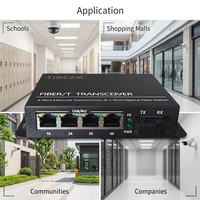 Convertidor de Medios de Fibra Óptica TiNCAM 20km 10/100Mbps |   Convertidor de Medios de Fibra Óptica para CCTV con 1 Puerto de Fibra SC + 4 Puertos Ethernet RJ45