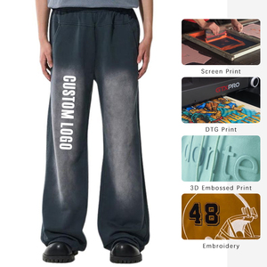 Pantaloni sportivi da <span class=keywords><strong>uomo</strong></span> in felpa francese personalizzati, a vita media, dritti, con coulisse elastica, neri, larghi, in cotone pesante, <span class=keywords><strong>grigi</strong></span>, modello jogger - Product Image 6
