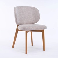 Chaise de salle à manger nordique moderne en bois massif, rembourrée grise, minimaliste, pour restaurant, usage commercial, solide