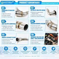 Pot d'échappement Eliminator pour moto, tuyau de liaison intermédiaire catalytique coudé pour KTM DUKE 250 390 ADV 2021-2023