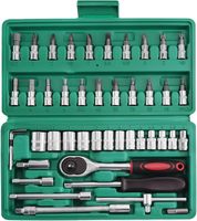 Juego de Llaves de Trinquete de Acero Inoxidable de 46 Piezas, Kit de Herramientas de Reparación Automotriz Multifuncional y Duradero, Combinación Personalizable OEM