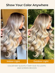 Perruque Lace Front 13x4 <span class=keywords><strong>Blond</strong></span> Cendré avec Mèches, Ondulations Souples, Cordon de Serrage, Pré-épilée, Ligne de Cheveux Naturelle, Haute Densité, Prête à Porter - Product Image 6