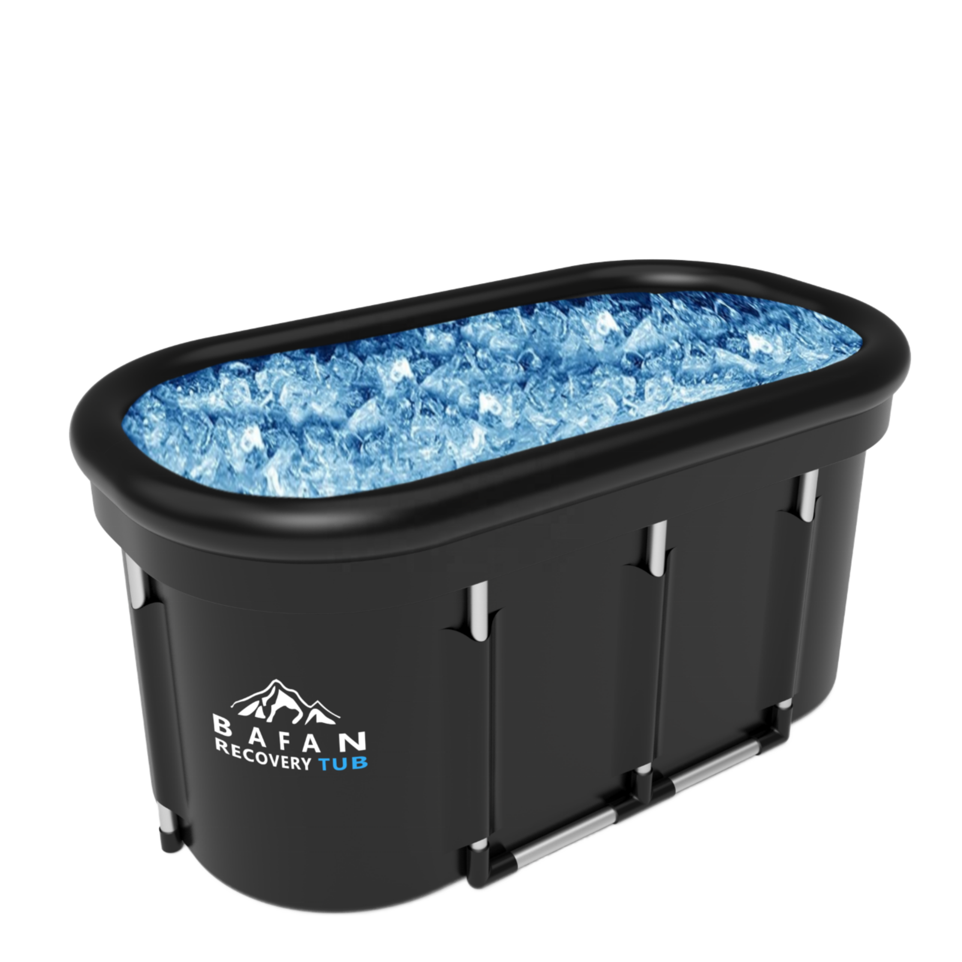 Wholesale Portable Plastic Cold Ice Bath Tub Rectangle Folding Design with Lid Adults Soaking Therapy Ice Pod Black Color