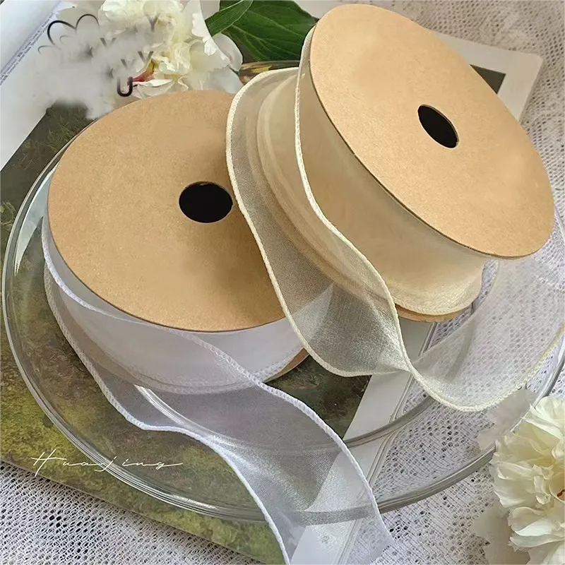 Lude Fishtail Edge Wave Organza Ribbon Wedding Party Wholesale Customize 196 Solid Colors Organza for Crafts Flower Packing