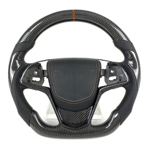 Volante Deportivo de Cuero Negro con Fibra de Carbono Real para <span class=keywords><strong>Cadillac</strong></span> ATS-<span class=keywords><strong>V</strong></span> <span class=keywords><strong>CTS</strong></span>-<span class=keywords><strong>V</strong></span> 2010-2017, <span class=keywords><strong>Precio</strong></span> de Fábrica - Product Image 1