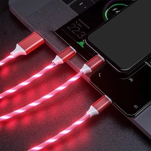 كابل USB للشحن 3 في 1 بإضاءة LED متدفقة لجميع أنواع الهواتف الخلوية - Product Image 1