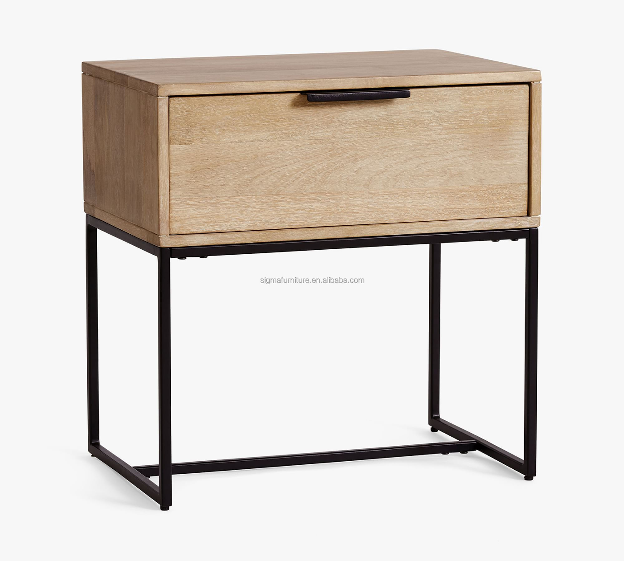 Hot sale modern wood nightstand with metal leg simple style nordic farmhouse customize