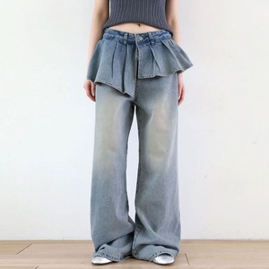 Pantalon large pour femme, style streetwear hip-hop, 100% coton, délavé à l'acide, coupe baggy, haute qualité, prix de gros - Product Image 1