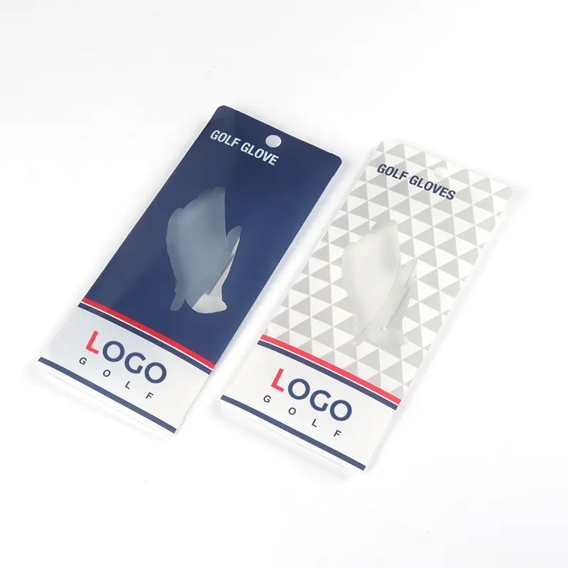 Empaquetado de guantes de golf impreso con logotipo personalizado, PET transparente, caja de embalaje plegable de plástico PVC para guantes