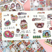 Kawaii Dekorative DIY-Handbuch-Aufkleber, Gestanzte Sticker mit Starker Haftung, UV-Bedruckt auf Washi-Papier für Schreibwaren und Tagebuch-Dekoration