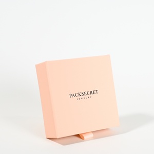 Custom Logo Printed Sliding Drawer <b>Gift</b> Box Pink Cardboard Jewelry Ring Sliding Out Packaging <b>Boxes</b> With <b>White</b> Foam Sponge - Product Image 1