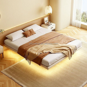 Hotel Furniture Manufacturer Custom Modern King <b>Queen</b> Floating <b>Bed</b> Frame with Upholstered Platform <b>Bed</b> OEM Factory Direct Sale - Product Image 5